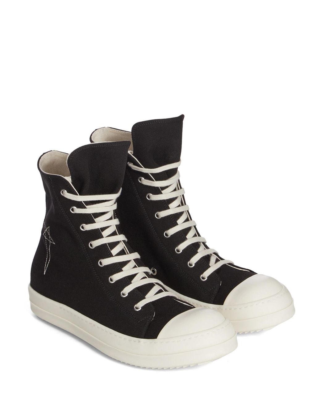Rick Owens Black Denim Pentagram Sneaks for men