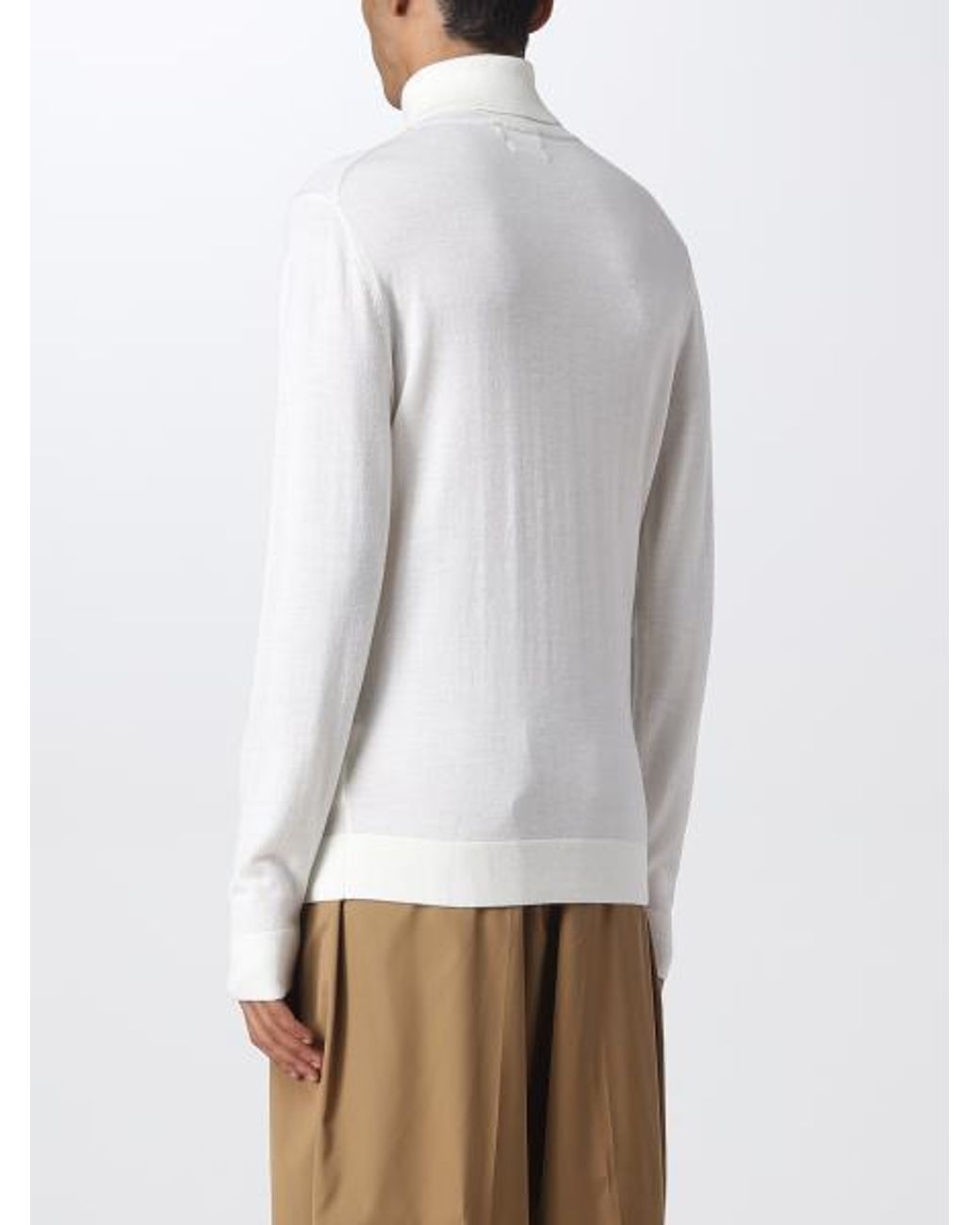 Calvin Klein White High-Necked Wool Sweater for men