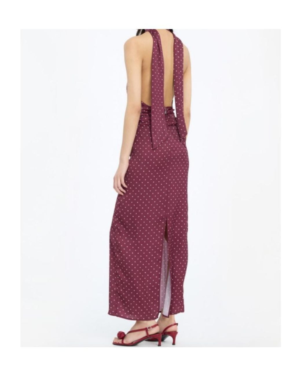 ROTATE BIRGER CHRISTENSEN Purple Dot Halterneck Scarf Dress