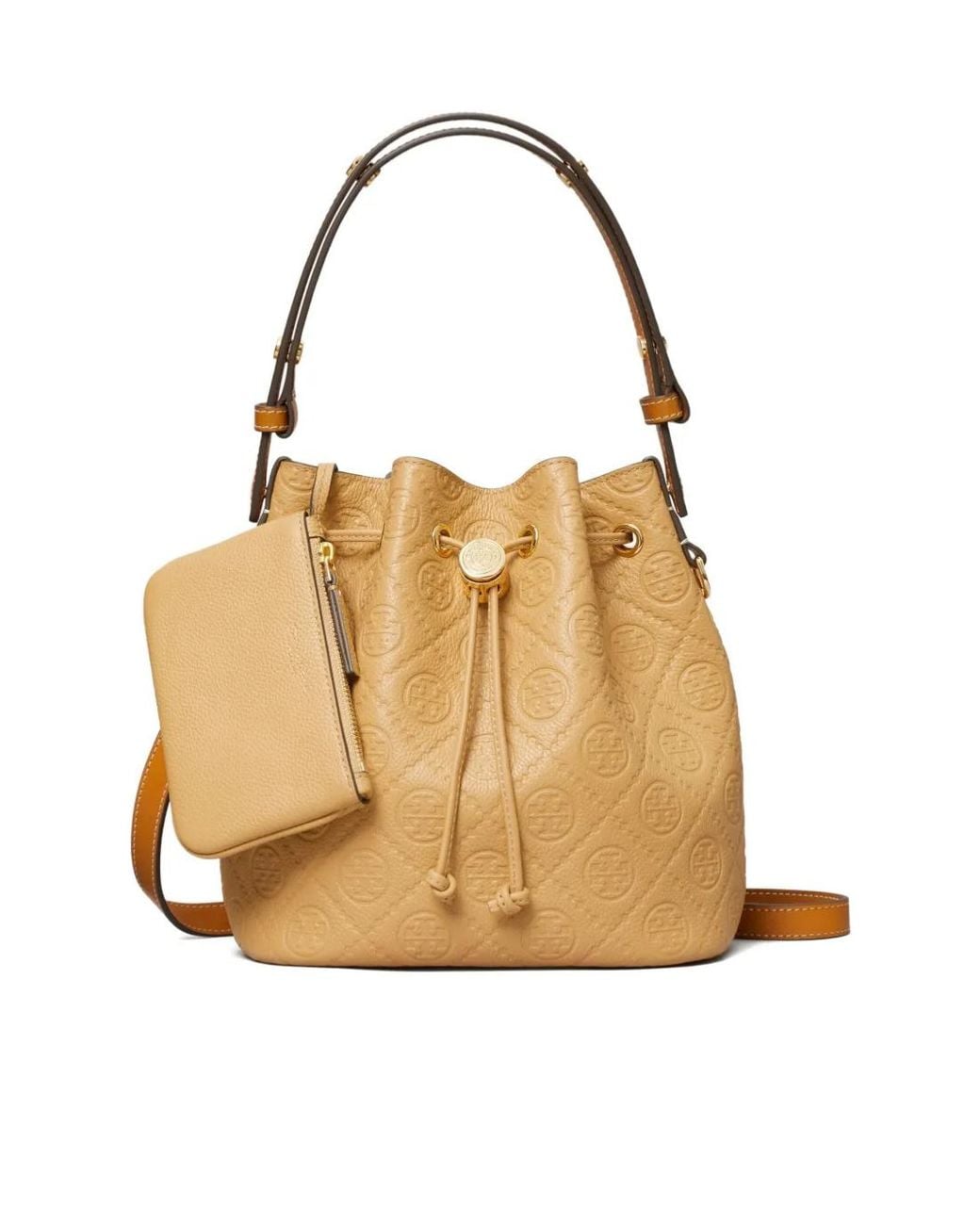 Tory Burch Natural T モノグラム バケットバッグ