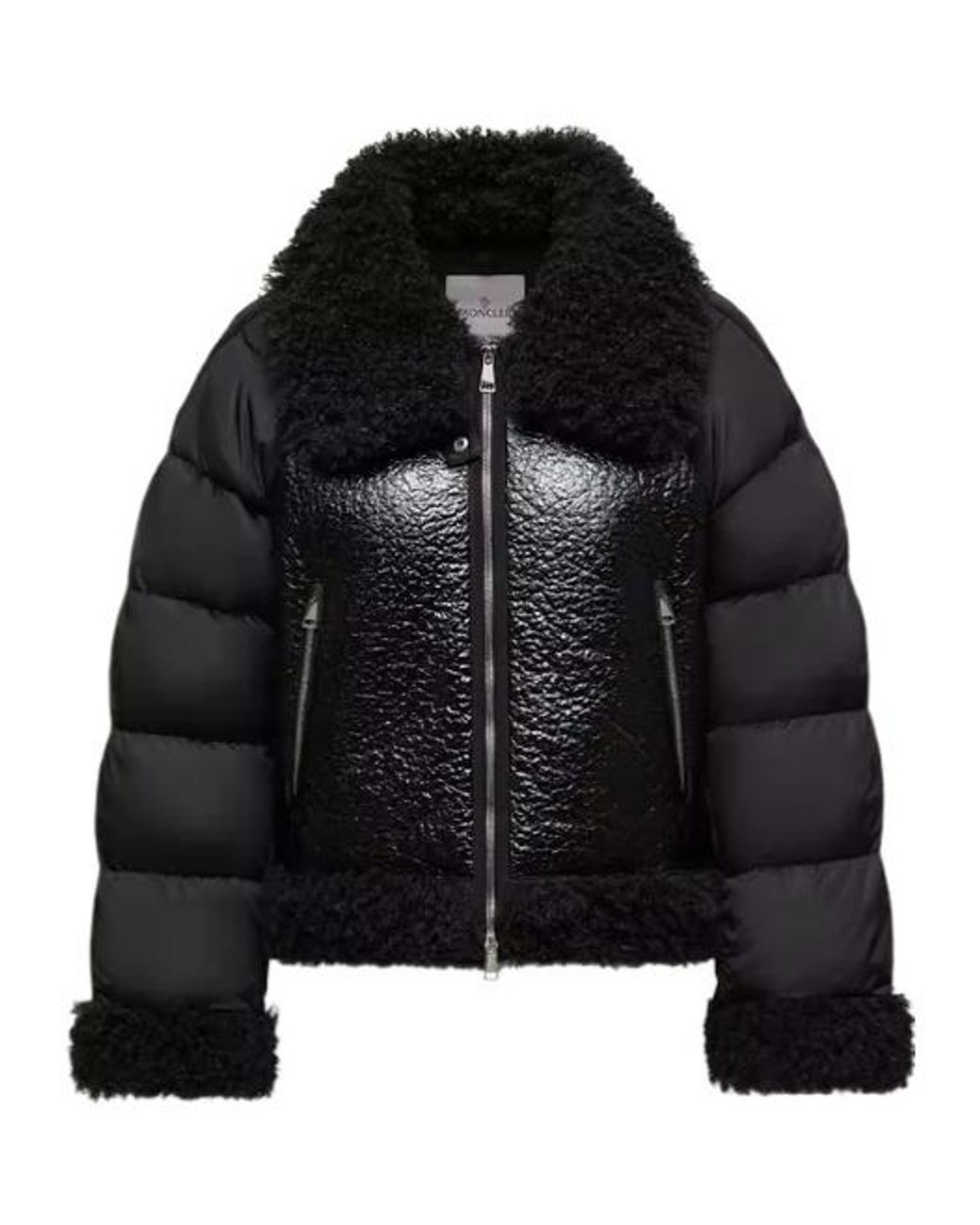 Moncler Black Rubrouk Teddy-Trimmed Short Down Jacket