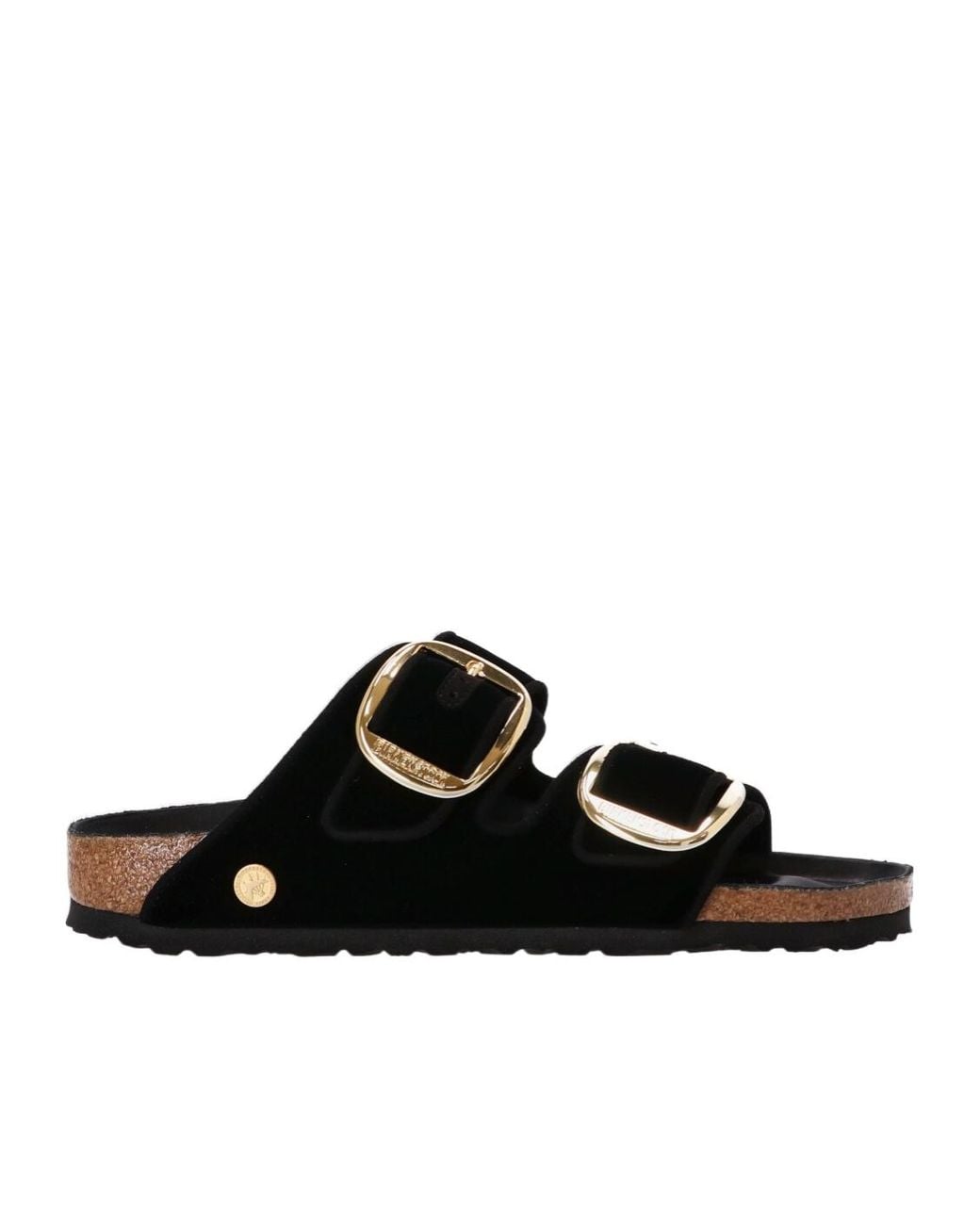 Birkenstock Black Double Buckle Slip-On Velvet Sandals