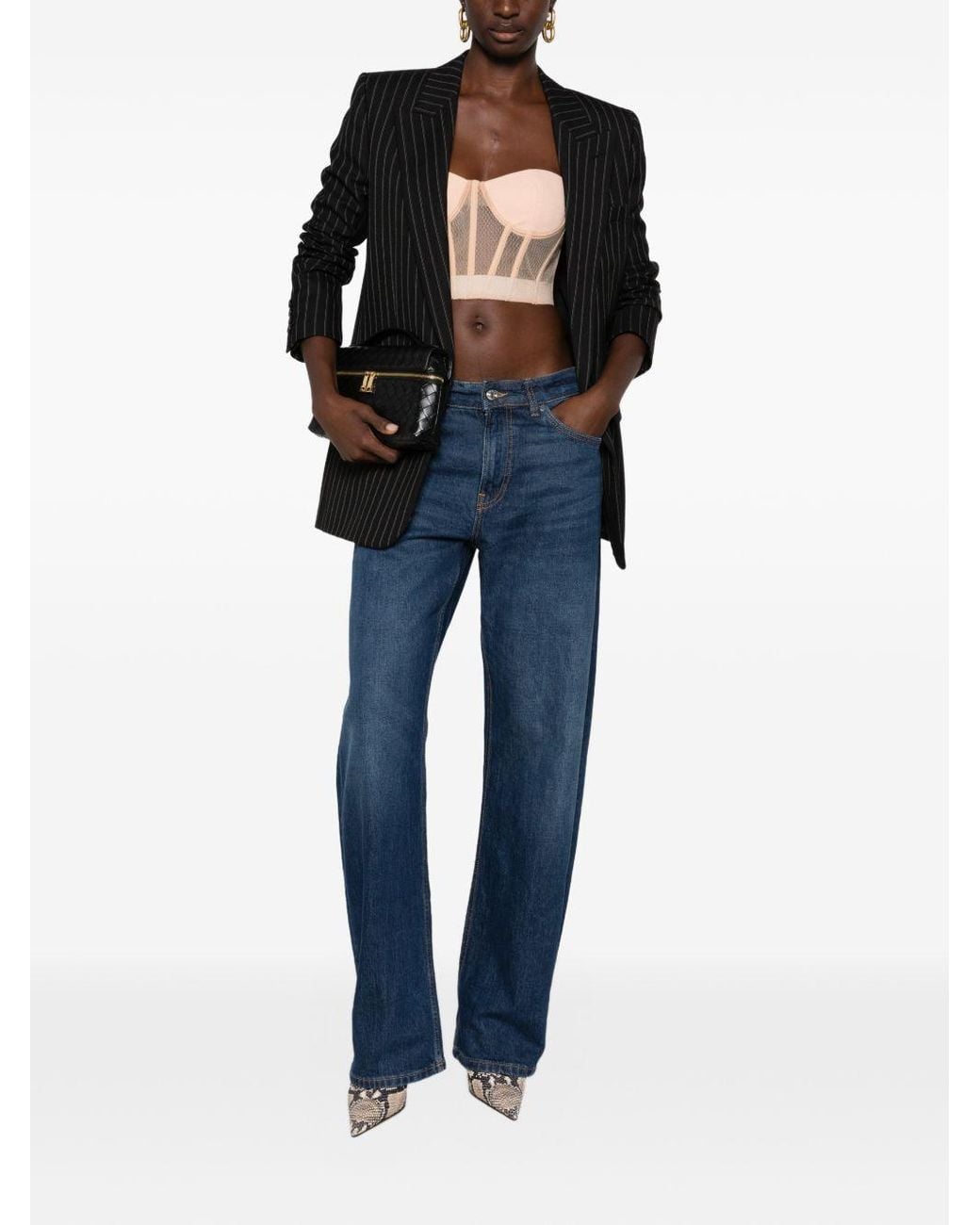 Elisabetta Franchi Pink Sheer-Panelled Corset Top