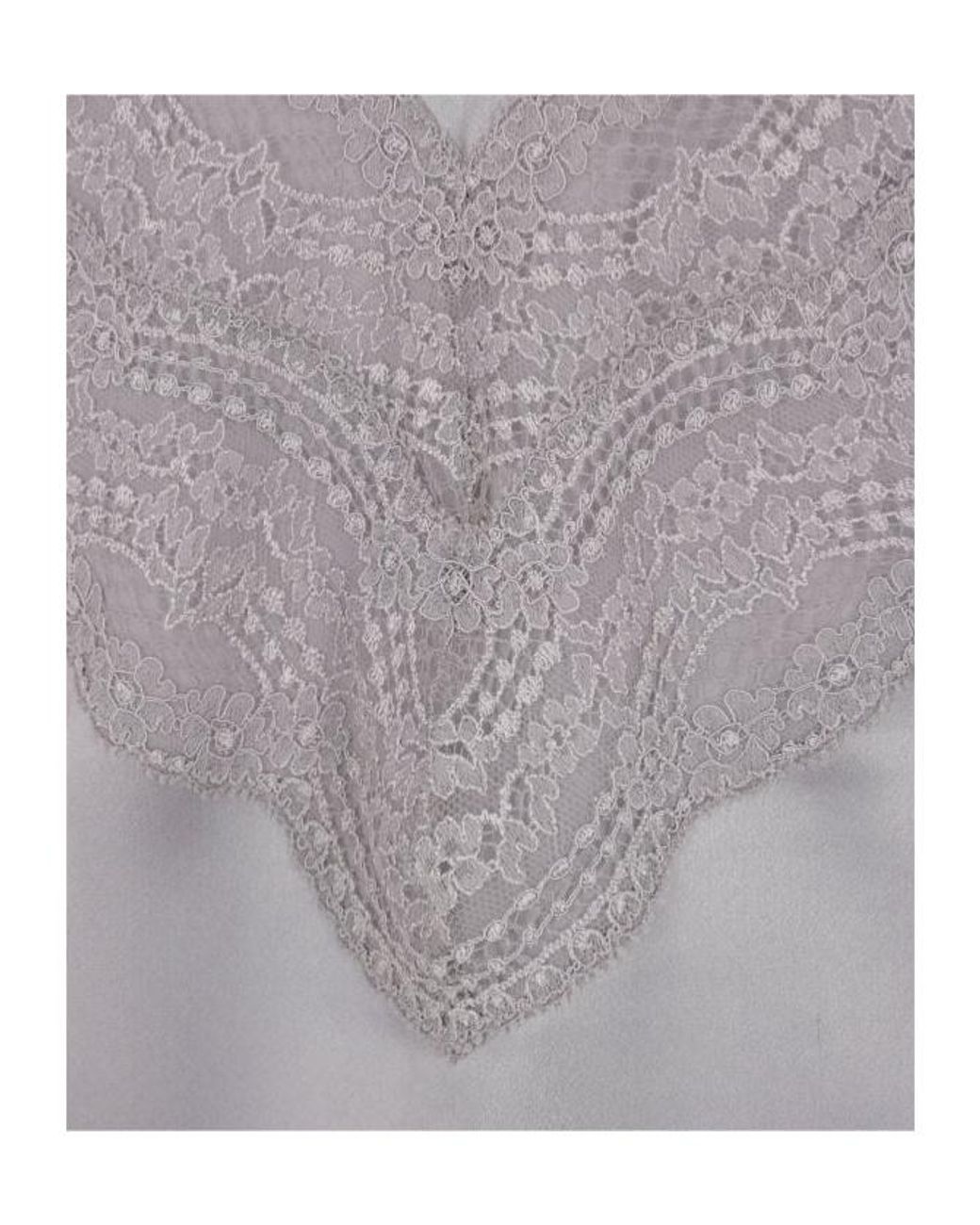 Gucci Gray Lace Detailed Satin Dress