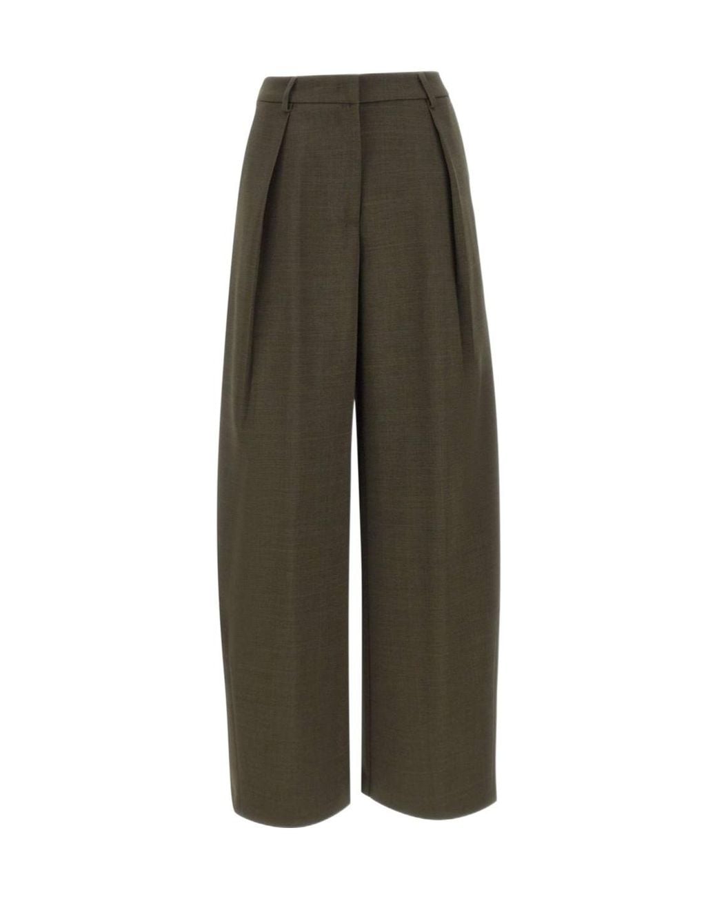 Kaos Green Pleated Wide-Leg Pants