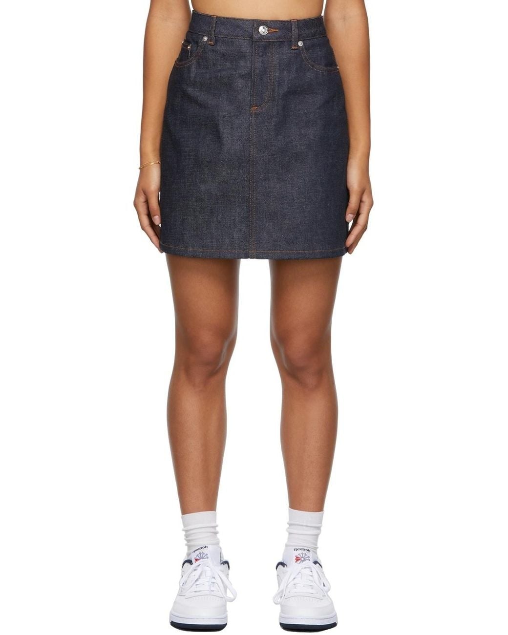 A.P.C. Blue High Waist Mini Denim Skirt