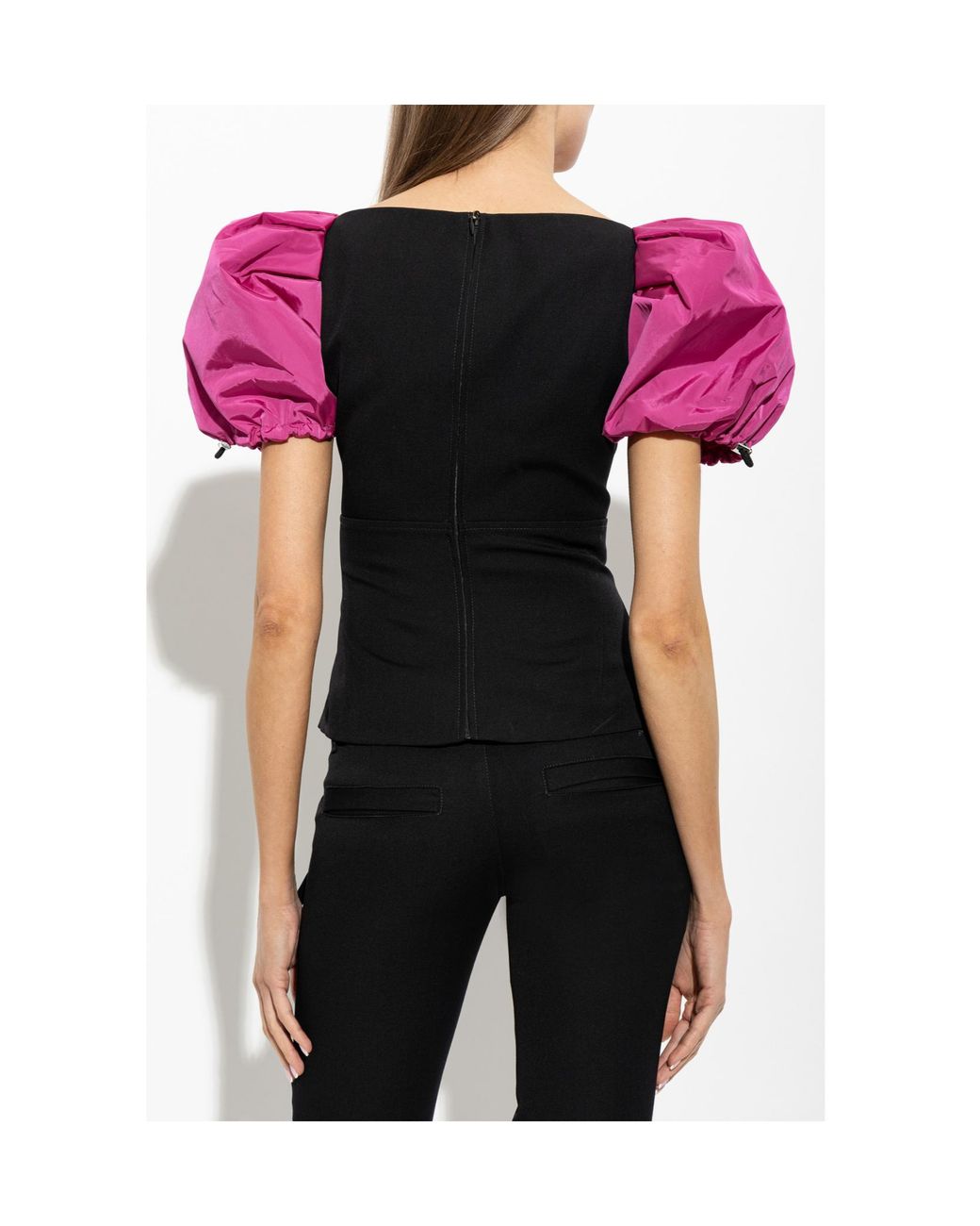 DSquared² Red Puff-Sleeve Bustier Top