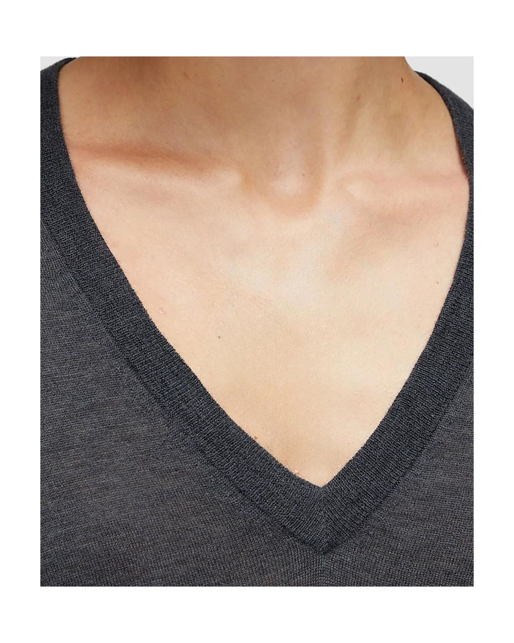 Joseph Gray V-Neck Wool Sweater