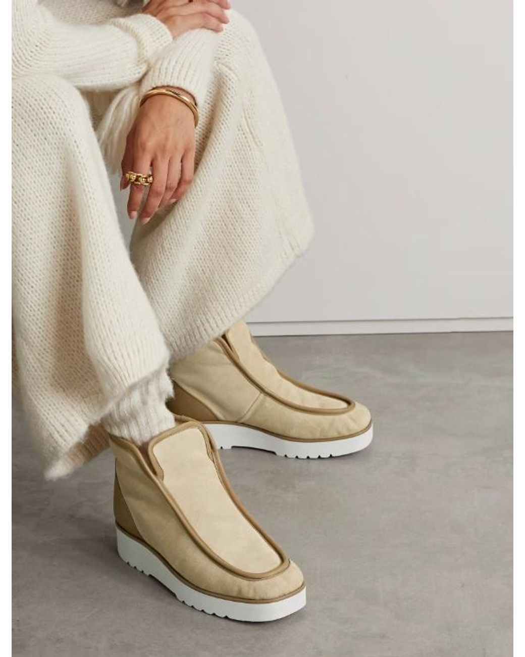 Gabriela Hearst Natural Square Toe Ankle Boots