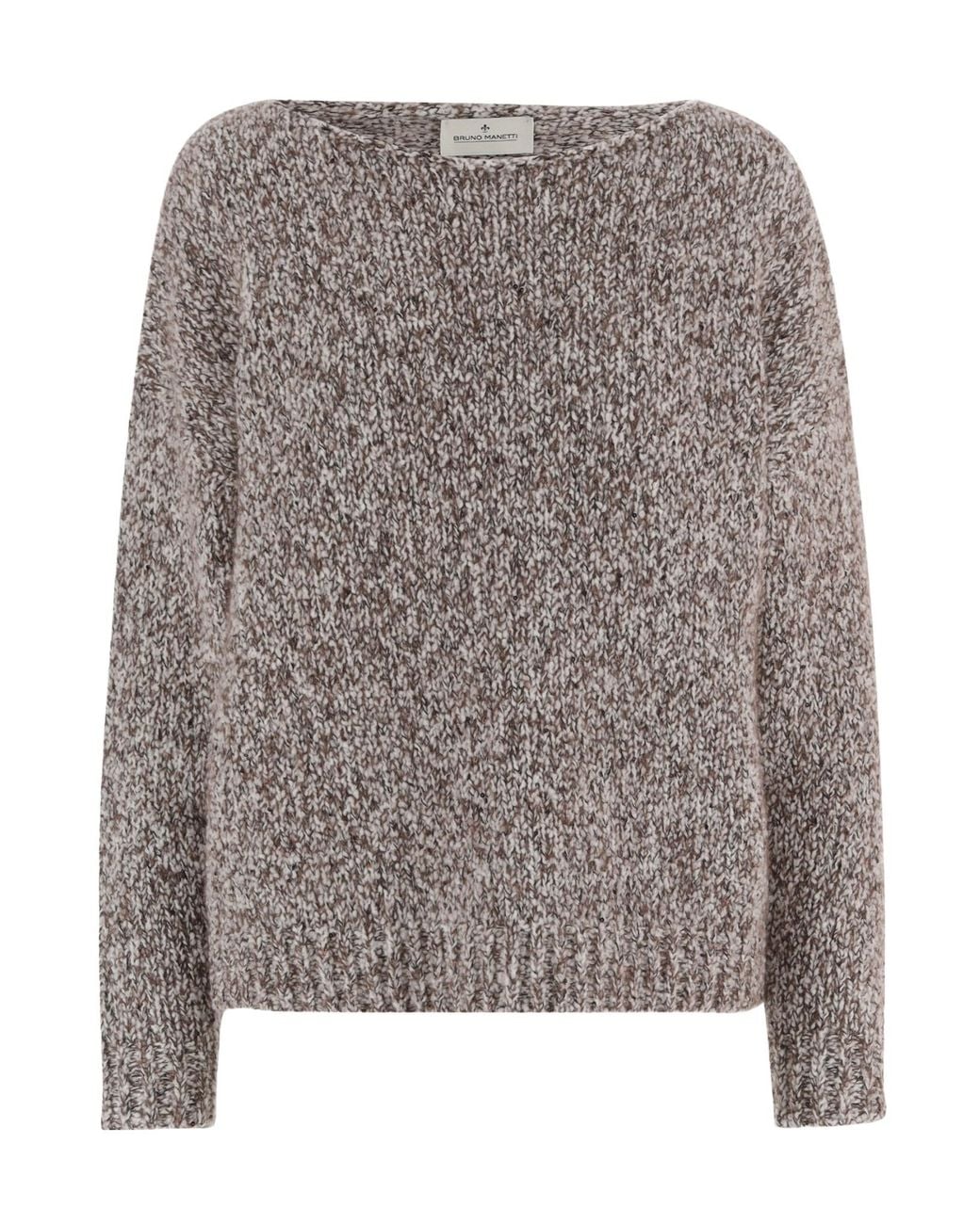 Bruno Manetti Gray Mélange Crew-Neck Knitted Sweater