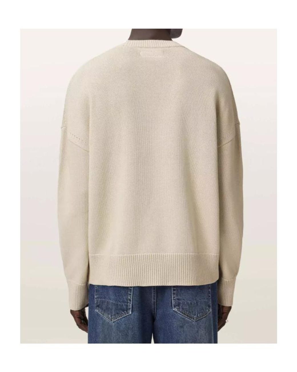 AllSaints Natural Crossed Knit Pullover for men