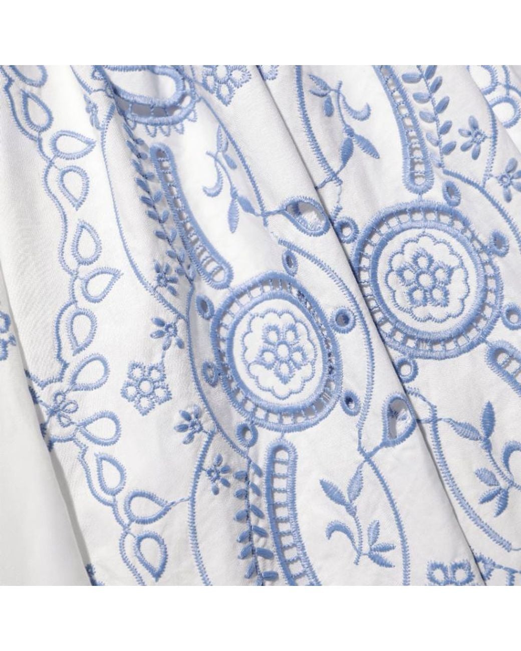 Self-Portrait Blue Embroidered Midi Skirt