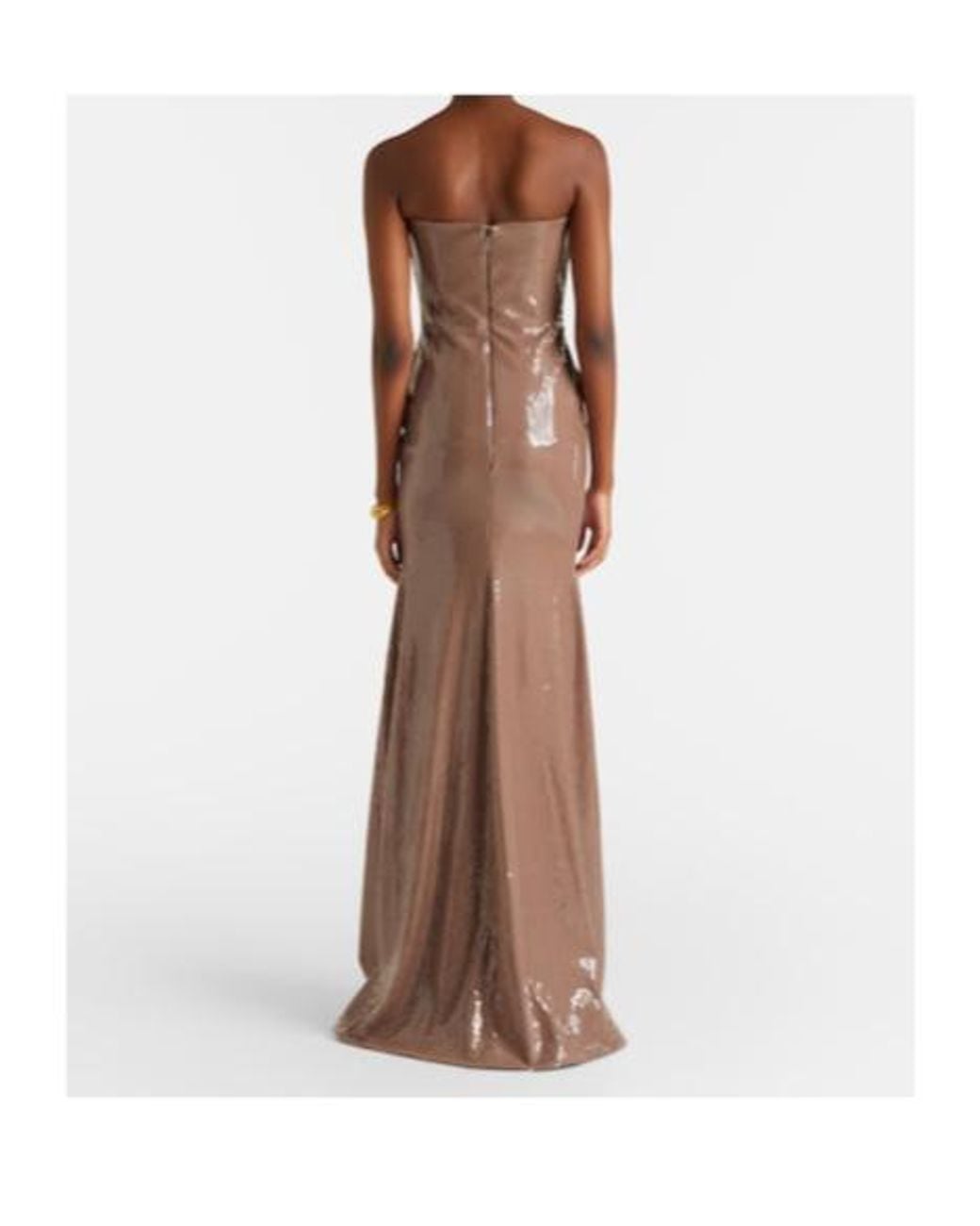 Alex Perry Brown Sequined Strapless Gown
