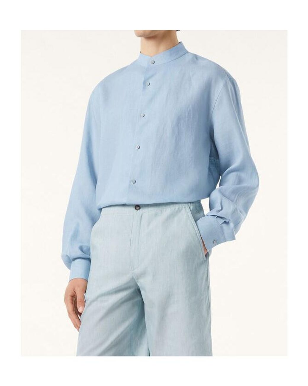 Loro Piana Blue Long Sleeve Shirt for men