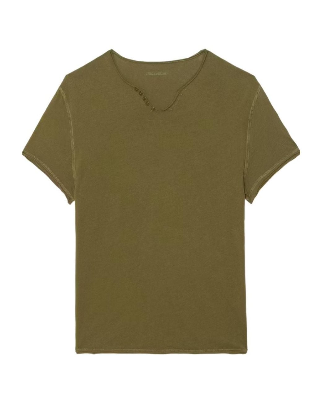 Zadig & Voltaire Green Monsatir Button-Detail T-Shirt for men