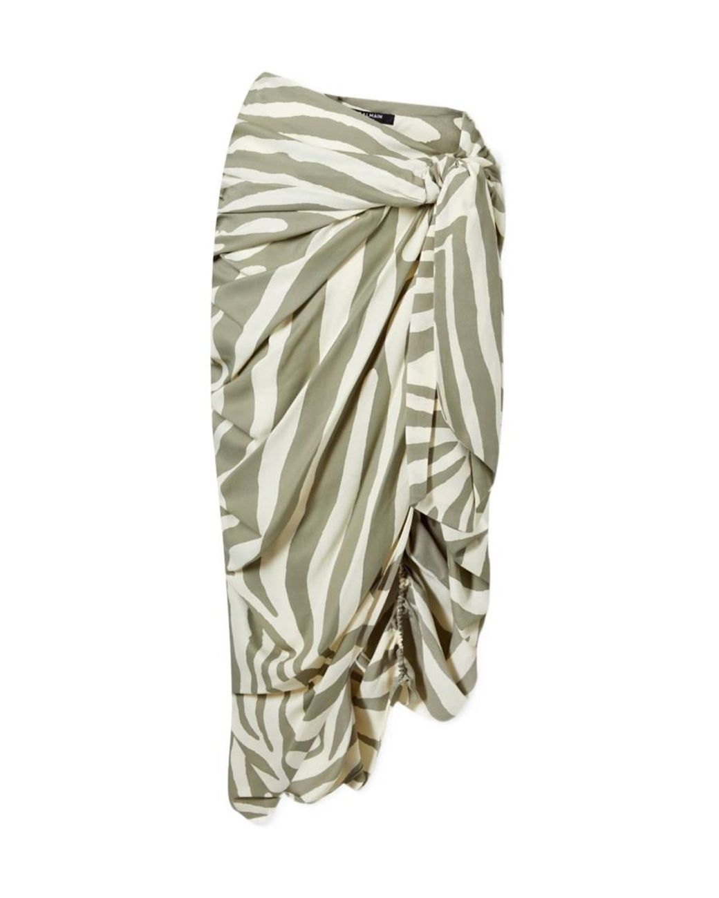 Balmain White Zebra-Print Midi Skirt