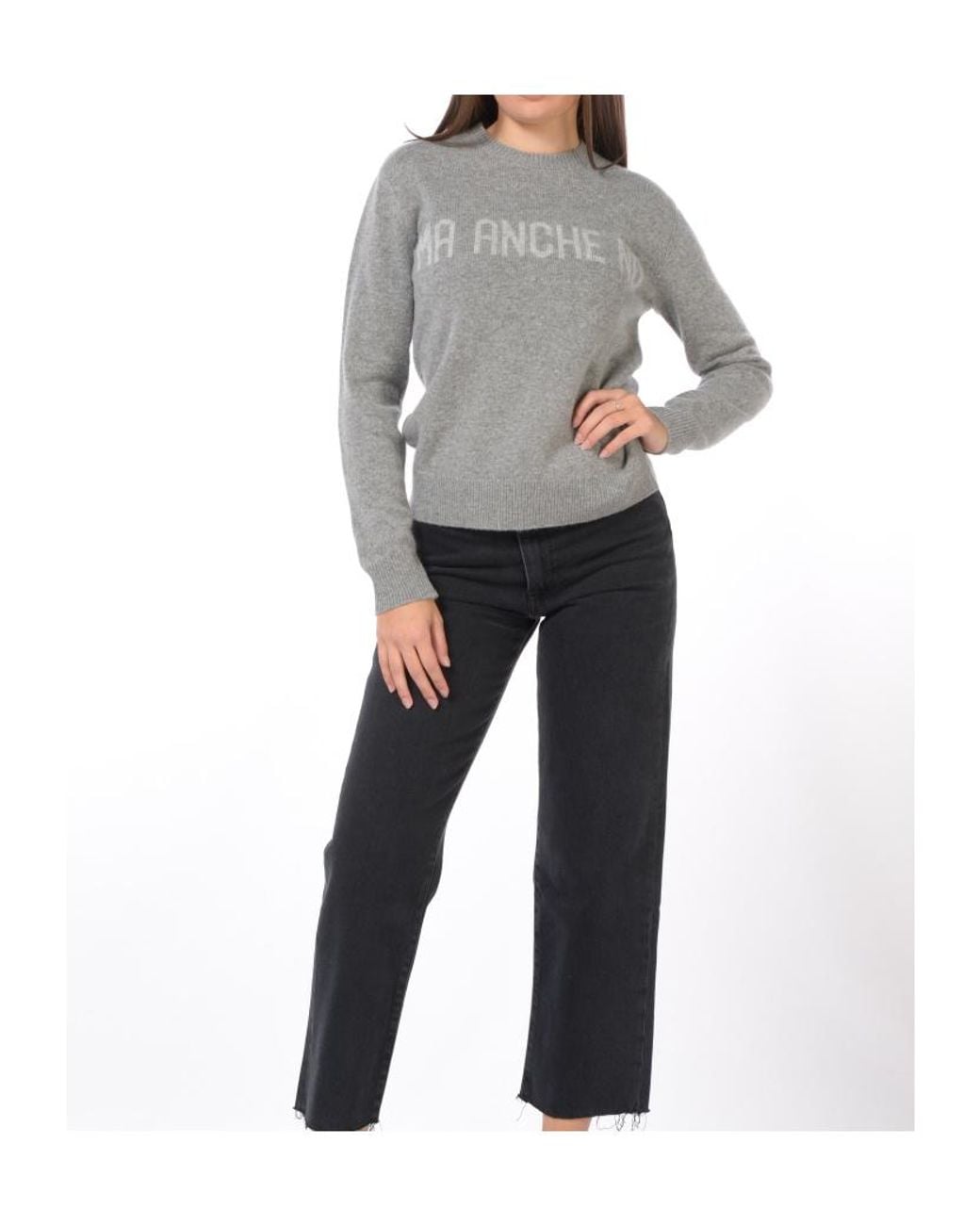 Mc2 Saint Barth Gray Long-Sleeved Knitted Sweater