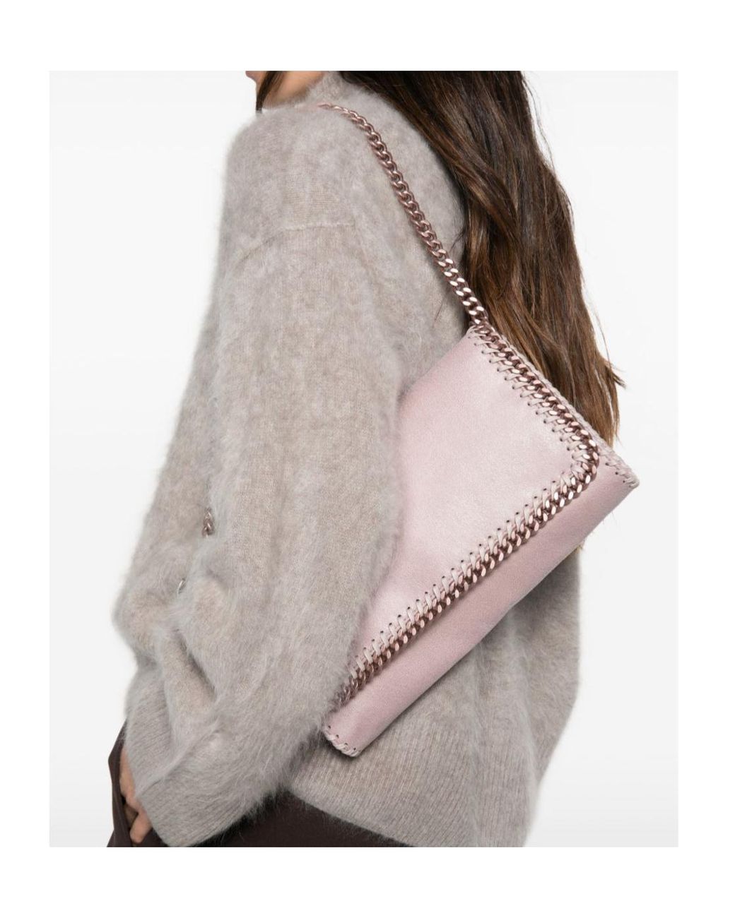 Stella McCartney Pink Falabella Foldover Top Shoulder Bag