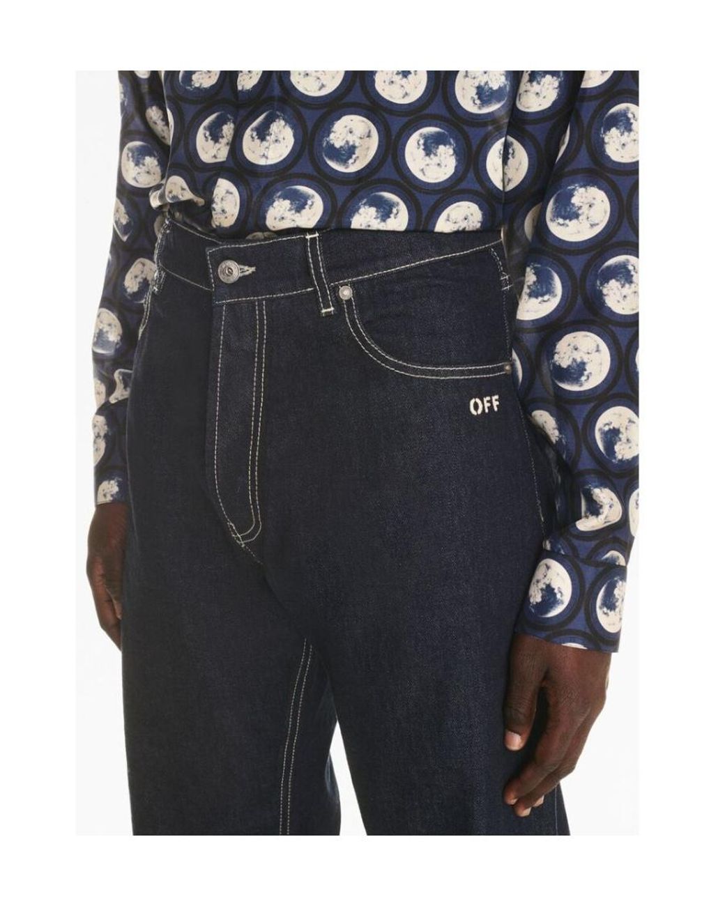 Off-White c/o Virgil Abloh Blue Sierra Leone Loose-Fit Jeans for men