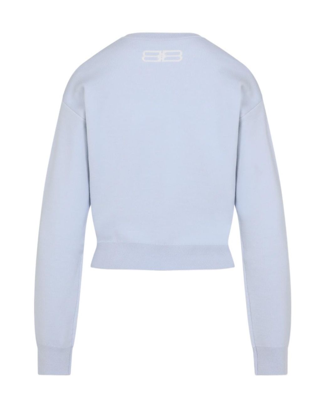 Balenciaga Blue Logo Intarsia Crewneck Sweater