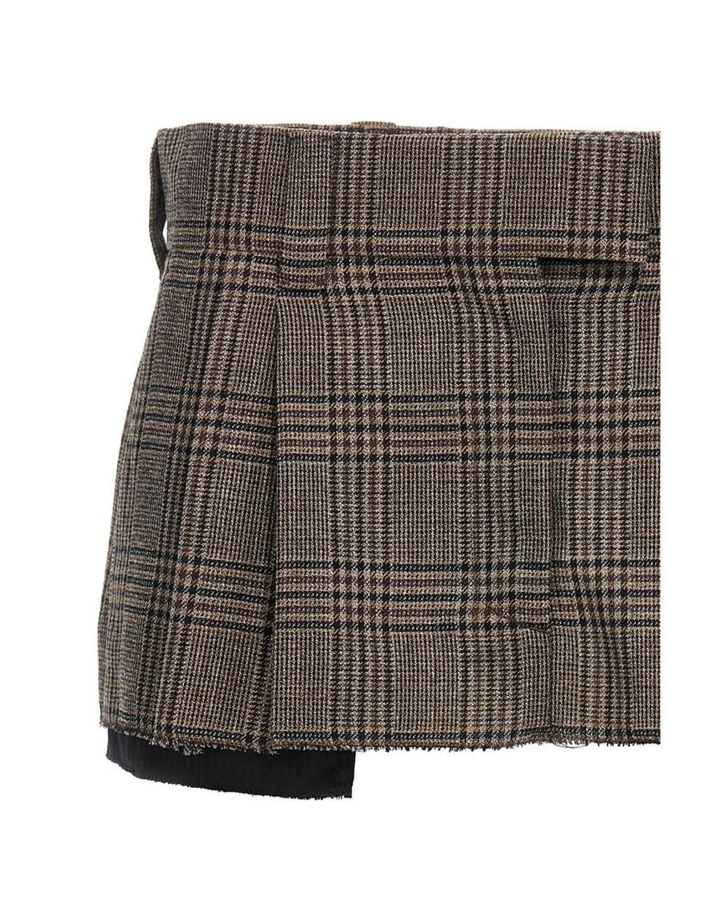 Miu Miu Brown Prince Of Wales Skirt