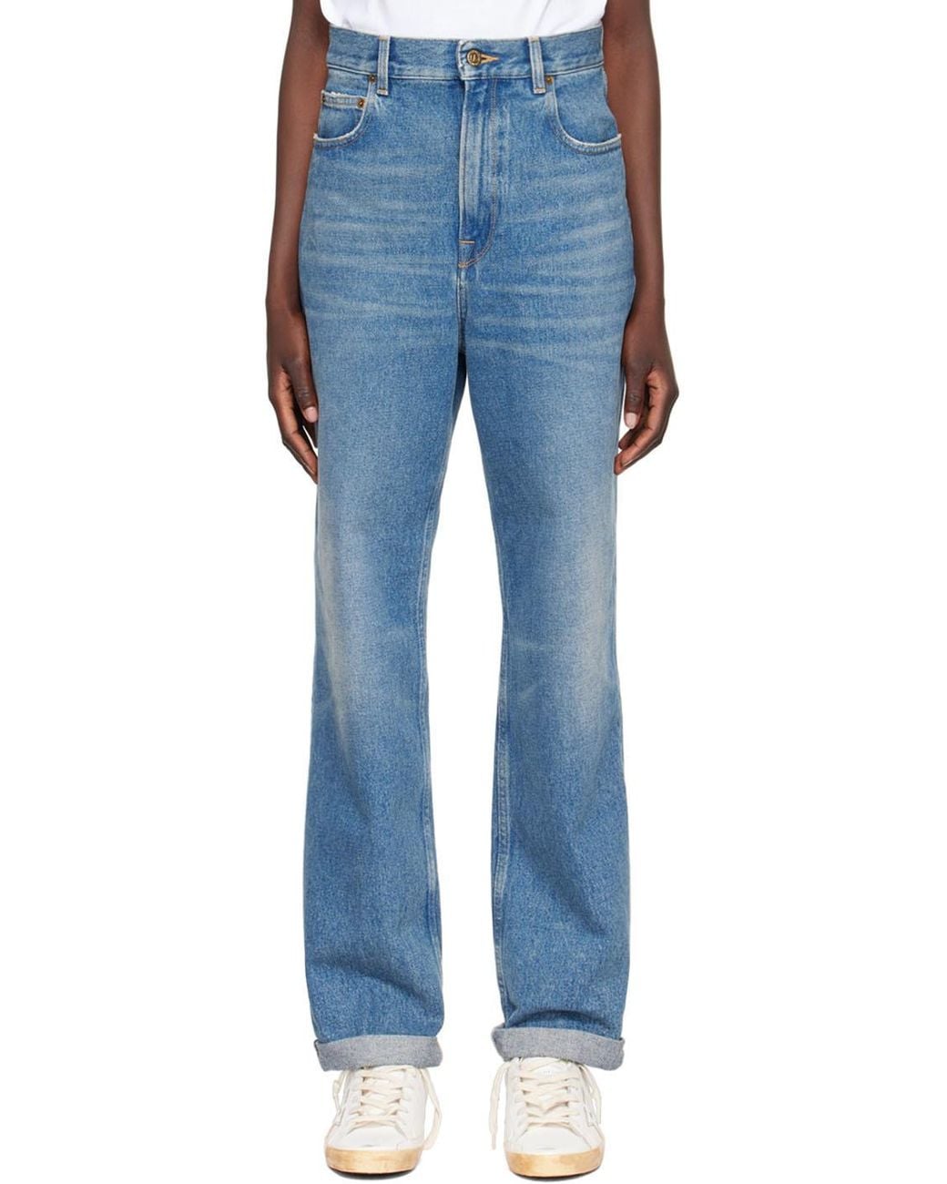 Golden Goose Deluxe Brand Blue Kim Logo Patch Jeans