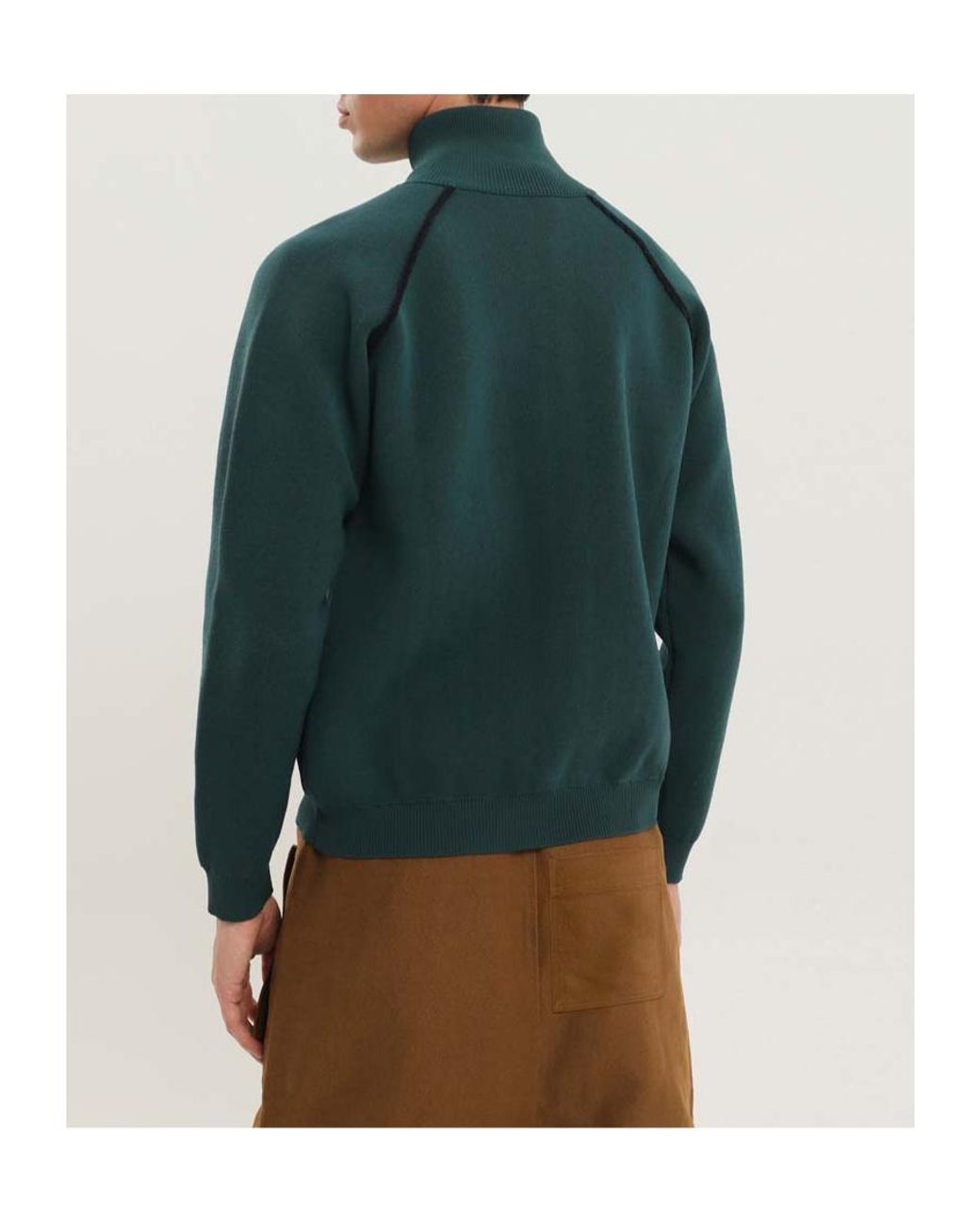 1989 STUDIO Green Full Zip Raglan Sweater for men