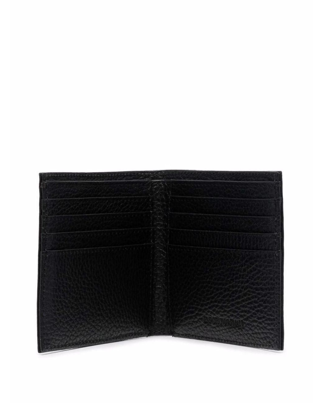 Emporio Armani Black Logo-Debossed Grained-Leather Wallet for men