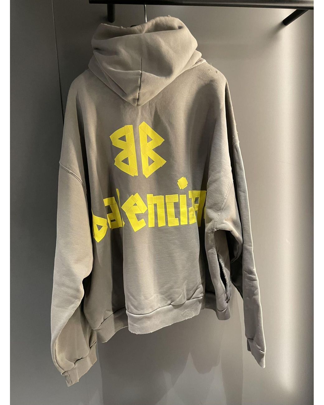 Balenciaga Multicolor Tape Type Ripped Pocket Hoodie for men