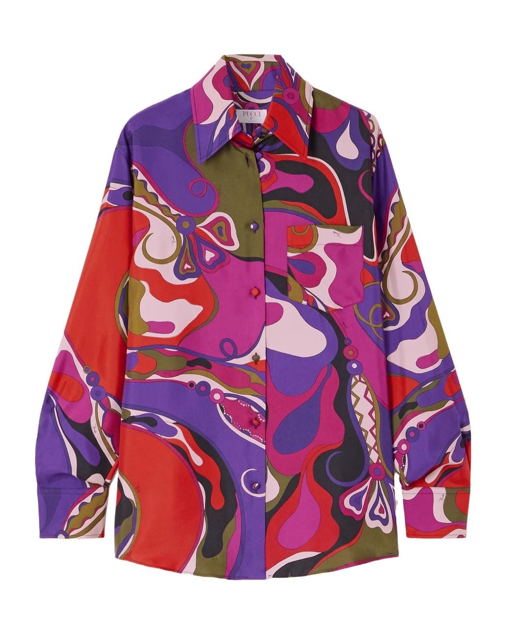 Emilio Pucci Red Printed Silk Shirt