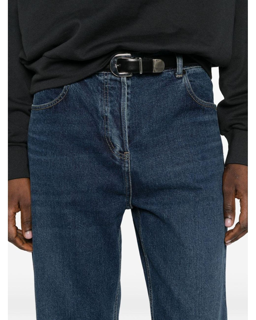 The Row Blue High-Waisted Wide-Leg Denim Jeans