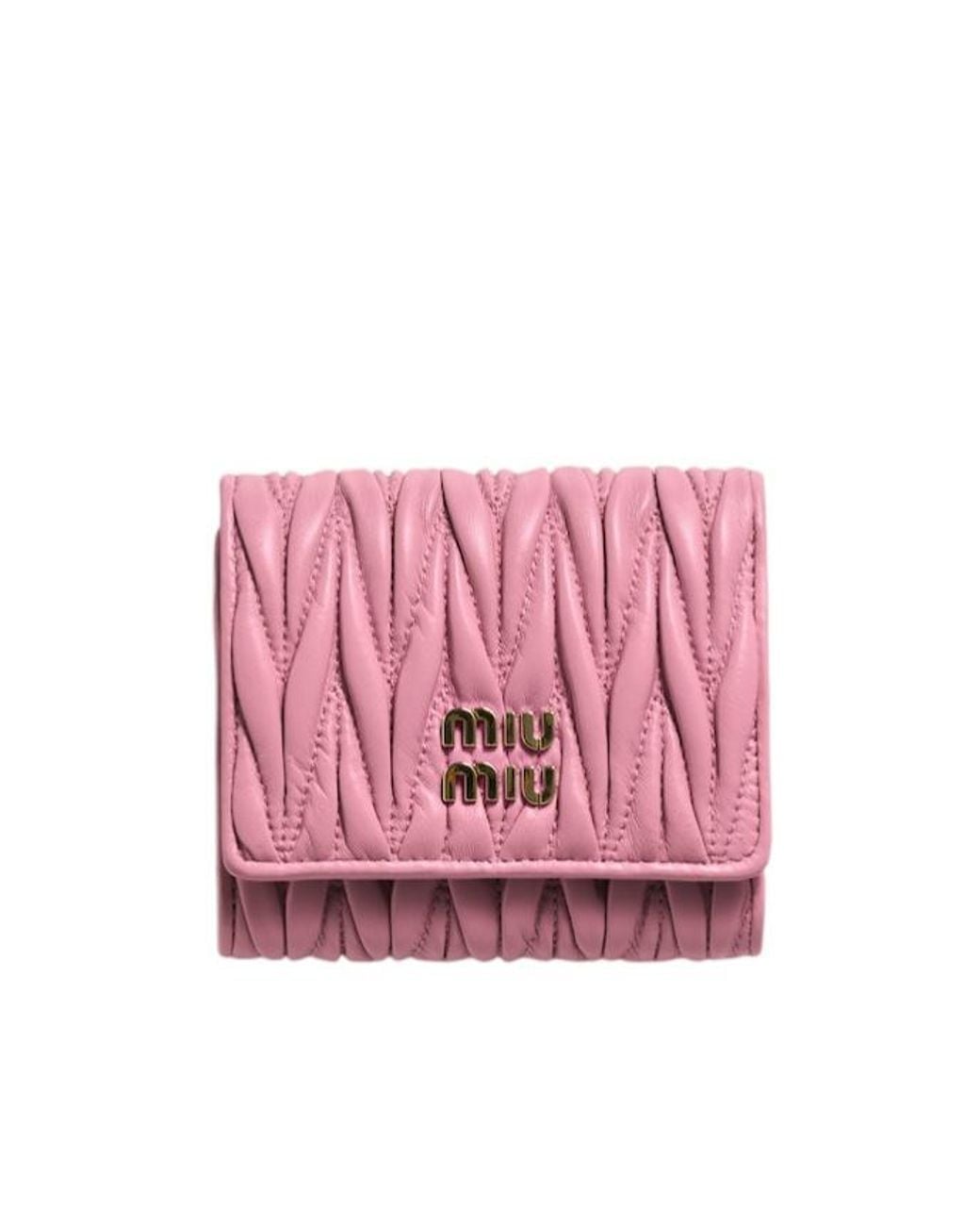 Miu Miu Natural Small Matelassé Nappa Leather Wallet