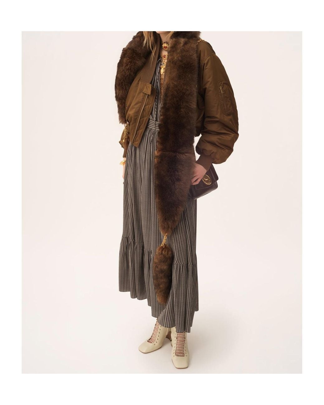 Chloé Brown Chloé Zip-Up Bomber Jacket