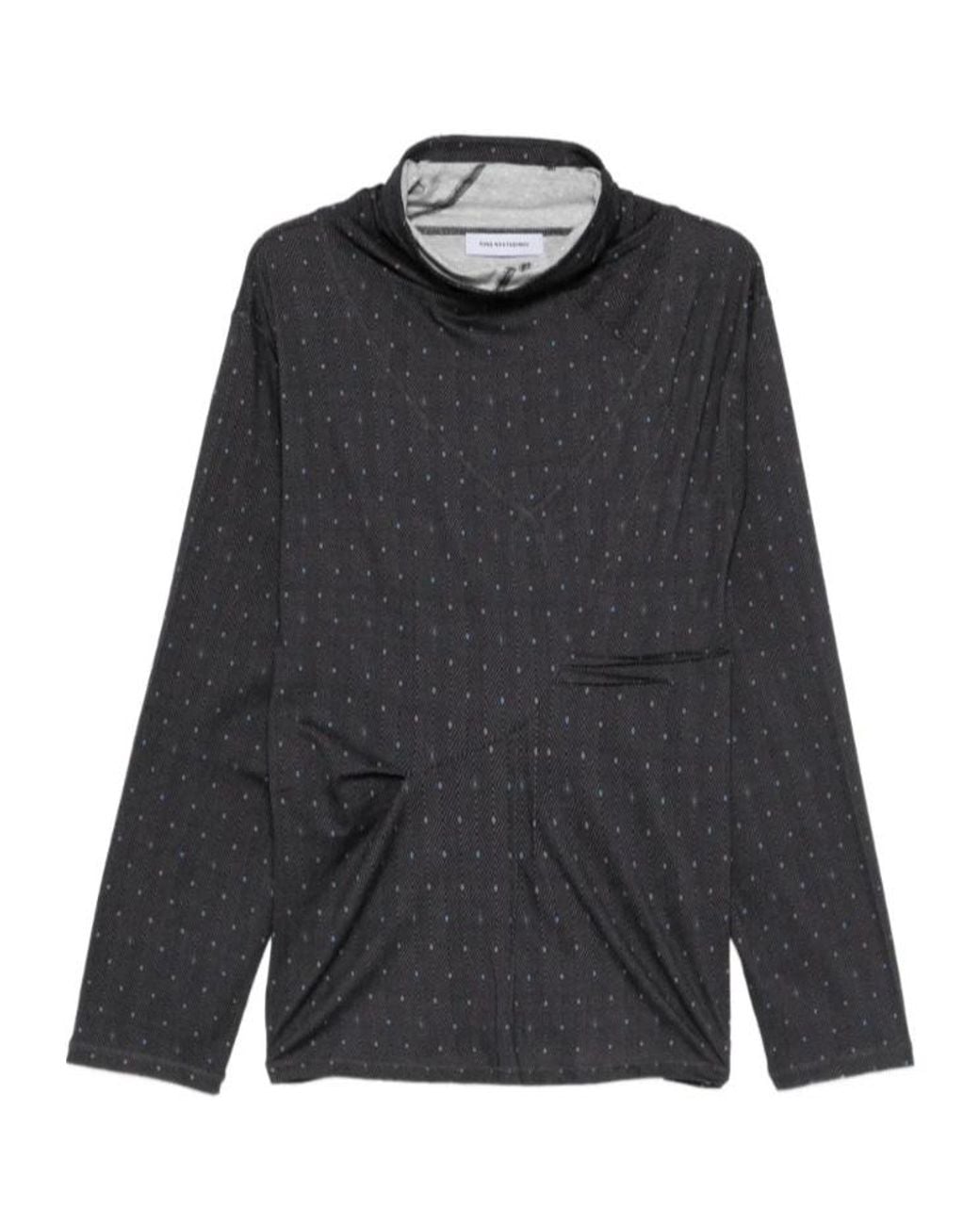 Kiko Kostadinov Black Draped Patterned Knitted Sweater for men