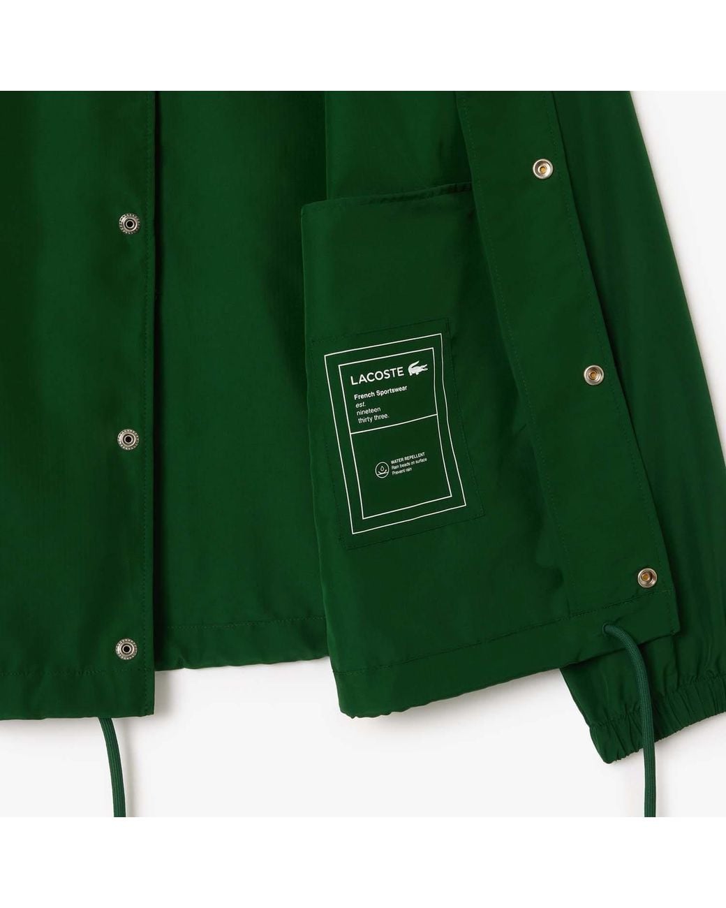 Lacoste Green Lightweight Showerproof Ripstop Coach Jacket for men