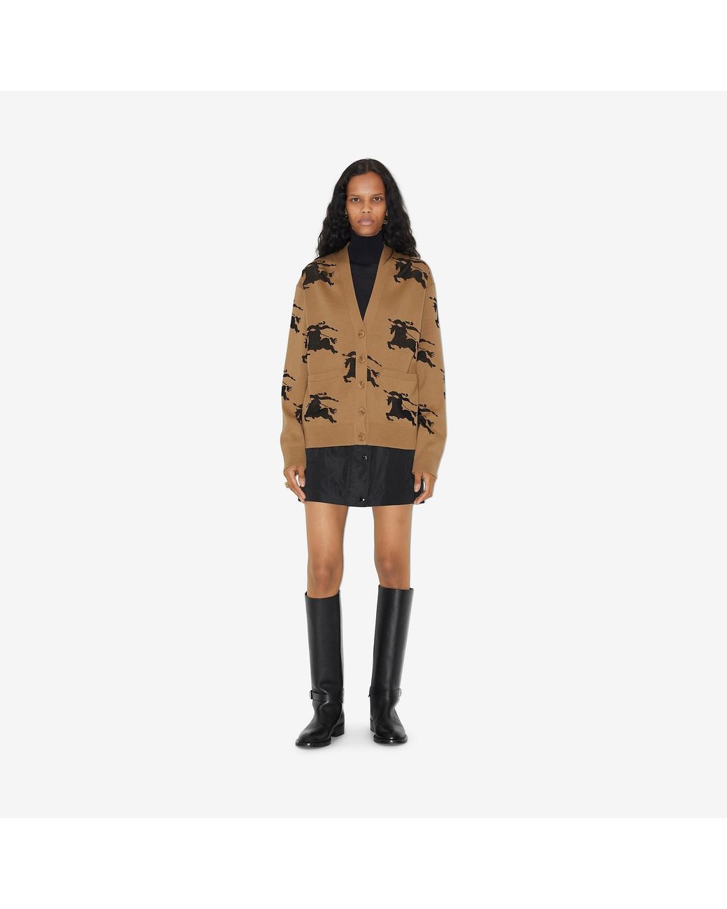 Burberry Brown Ekd Jacquard V-Neck Cardigan