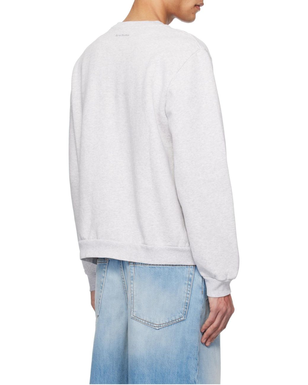 Acne White Fleece Crew-Neck Sweatshirt for men