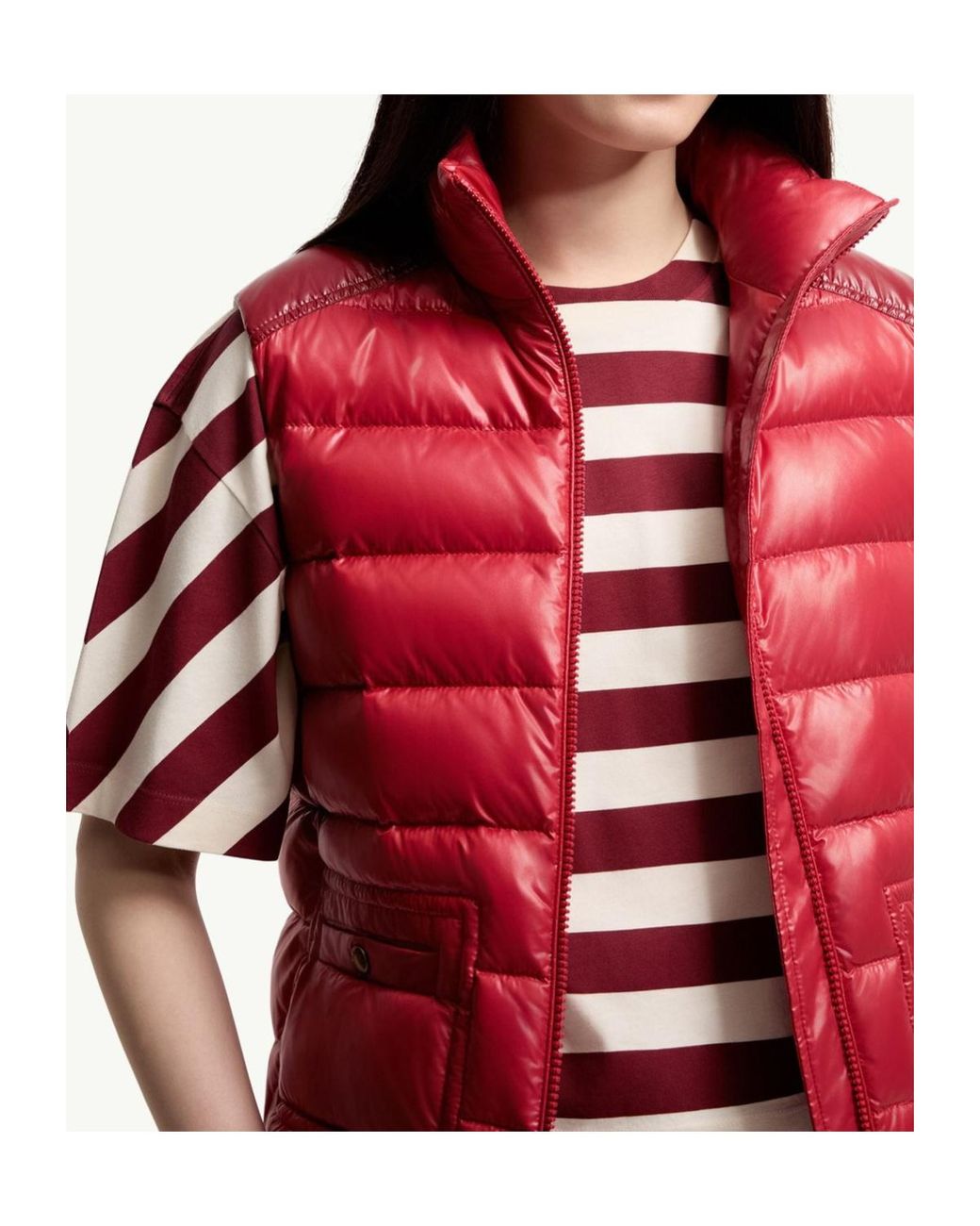 Moncler Red Frelon Zip-Up Padded Vest