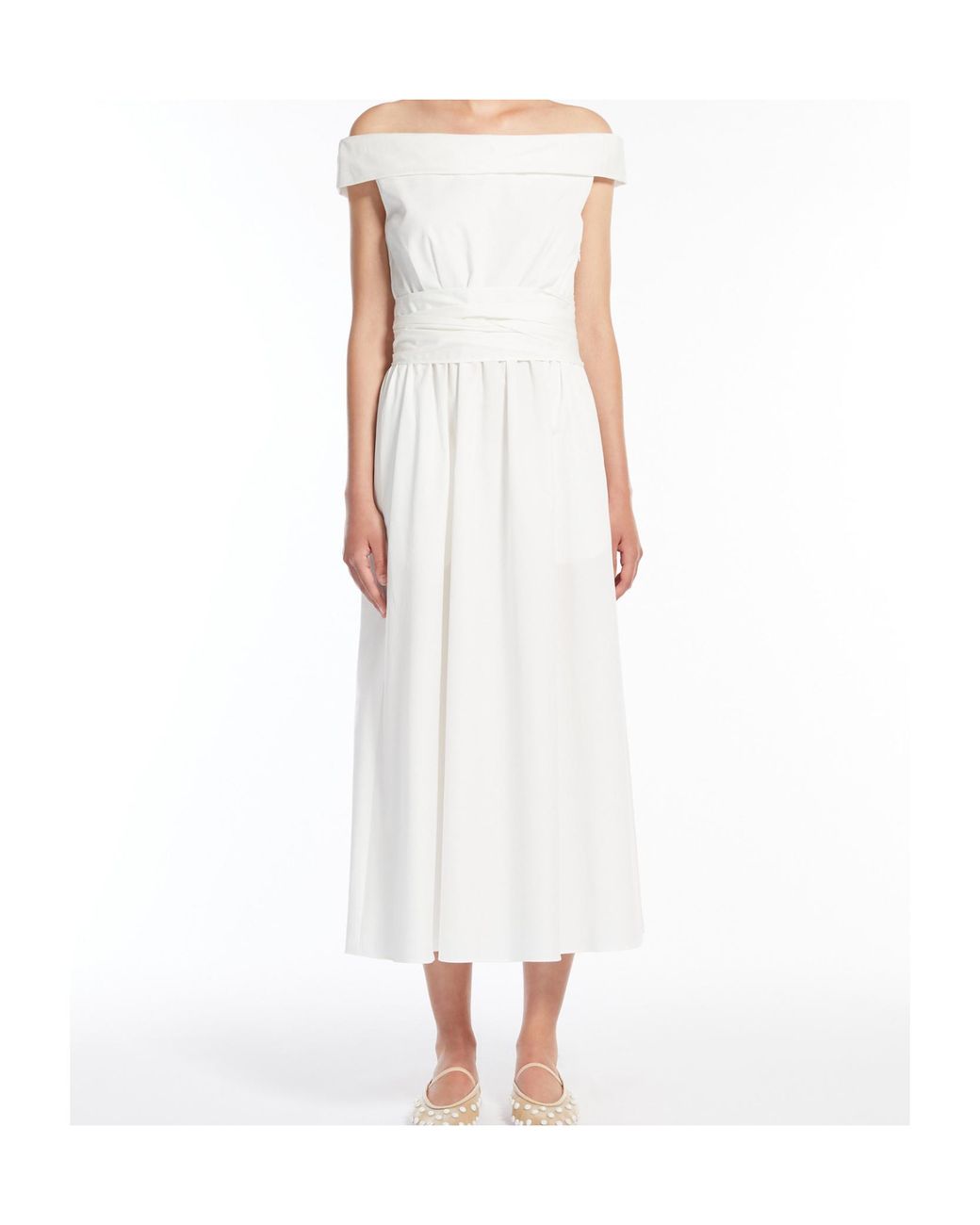 Weekend by Maxmara White Off-The-Shoulder Poplin Dress