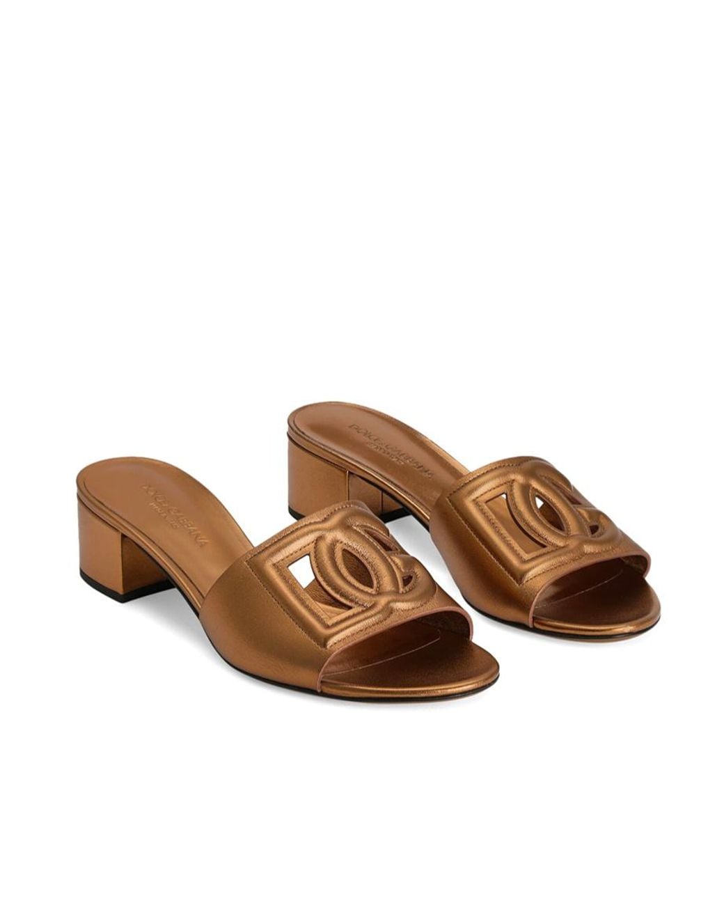 Dolce & Gabbana Brown Cut-Out Logo Slides