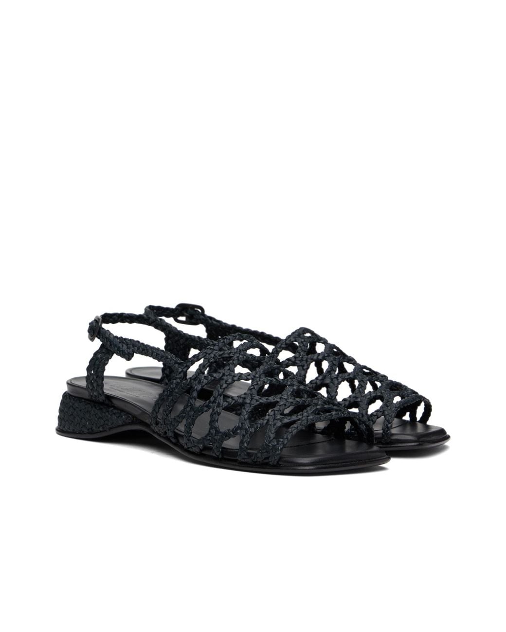 Hereu Black Alzira Woven-Detail Sandals