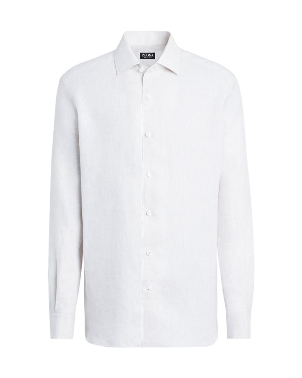 Zegna White Long-Sleeve Linen Shirt for men