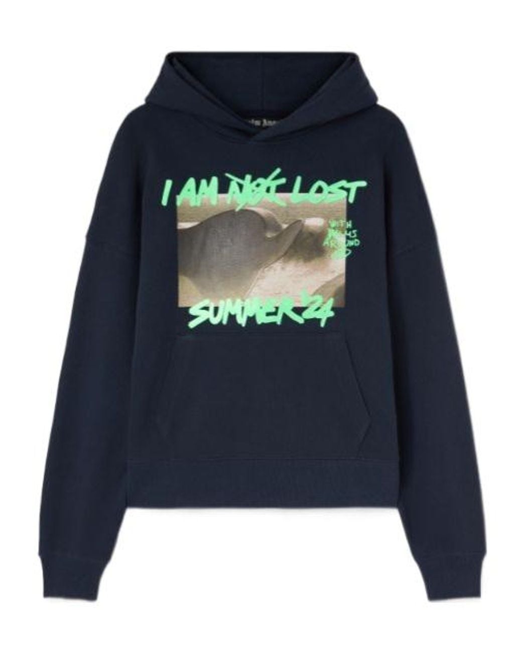 Palm Angels Blue Graphic-Print Cotton Hoodie for men
