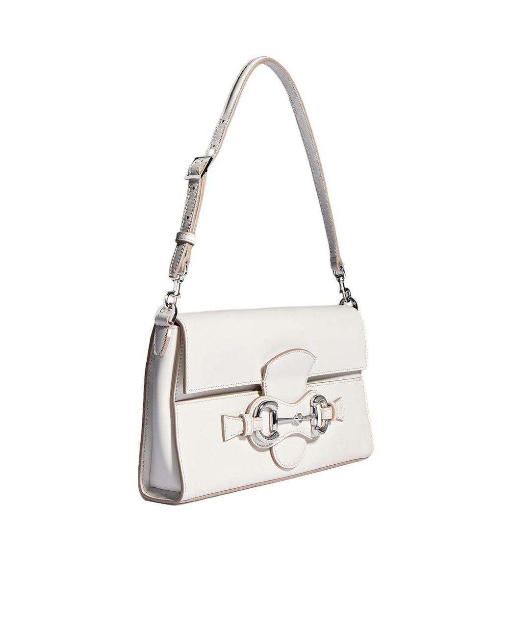 Gucci White Horsebit Ristretto Medium Shoulder Bag