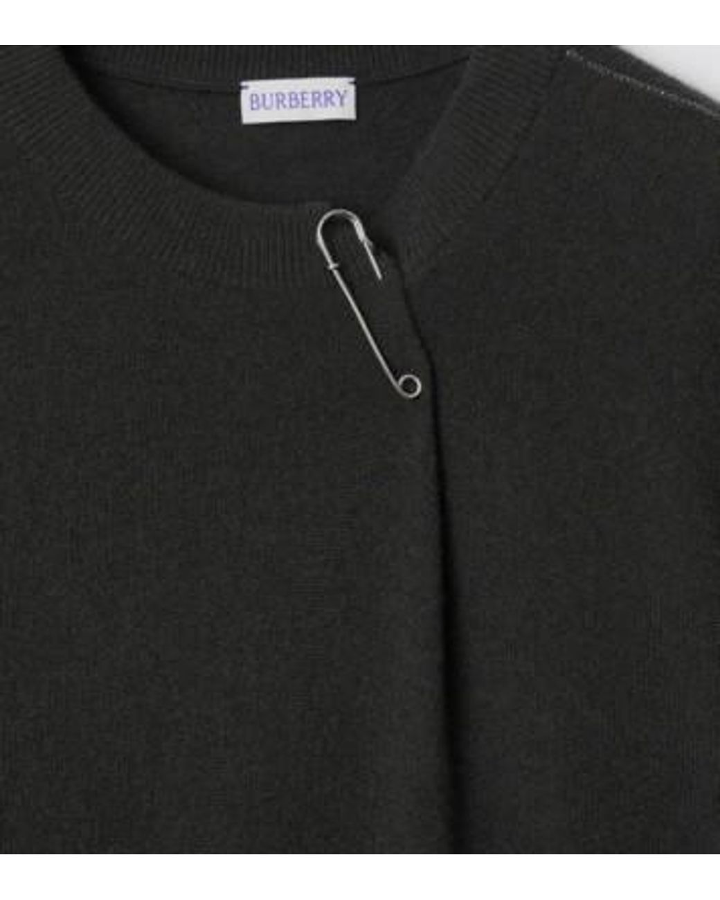 Burberry Black Ekd Safety Pin Detailed Knitted Jumper