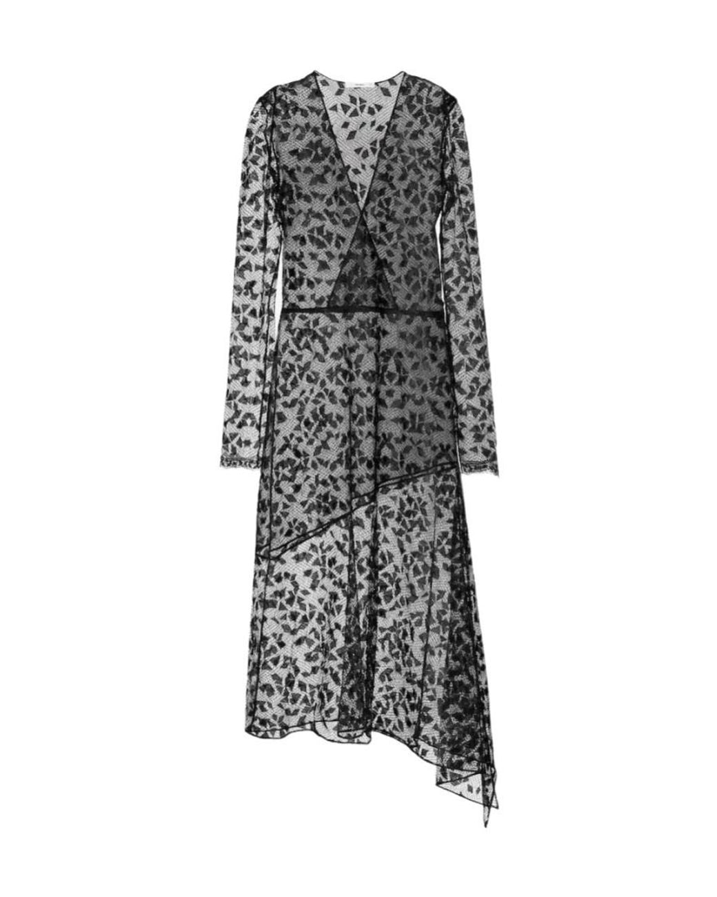 Fendi Gray Long Sleeved Mesh Midi Dress