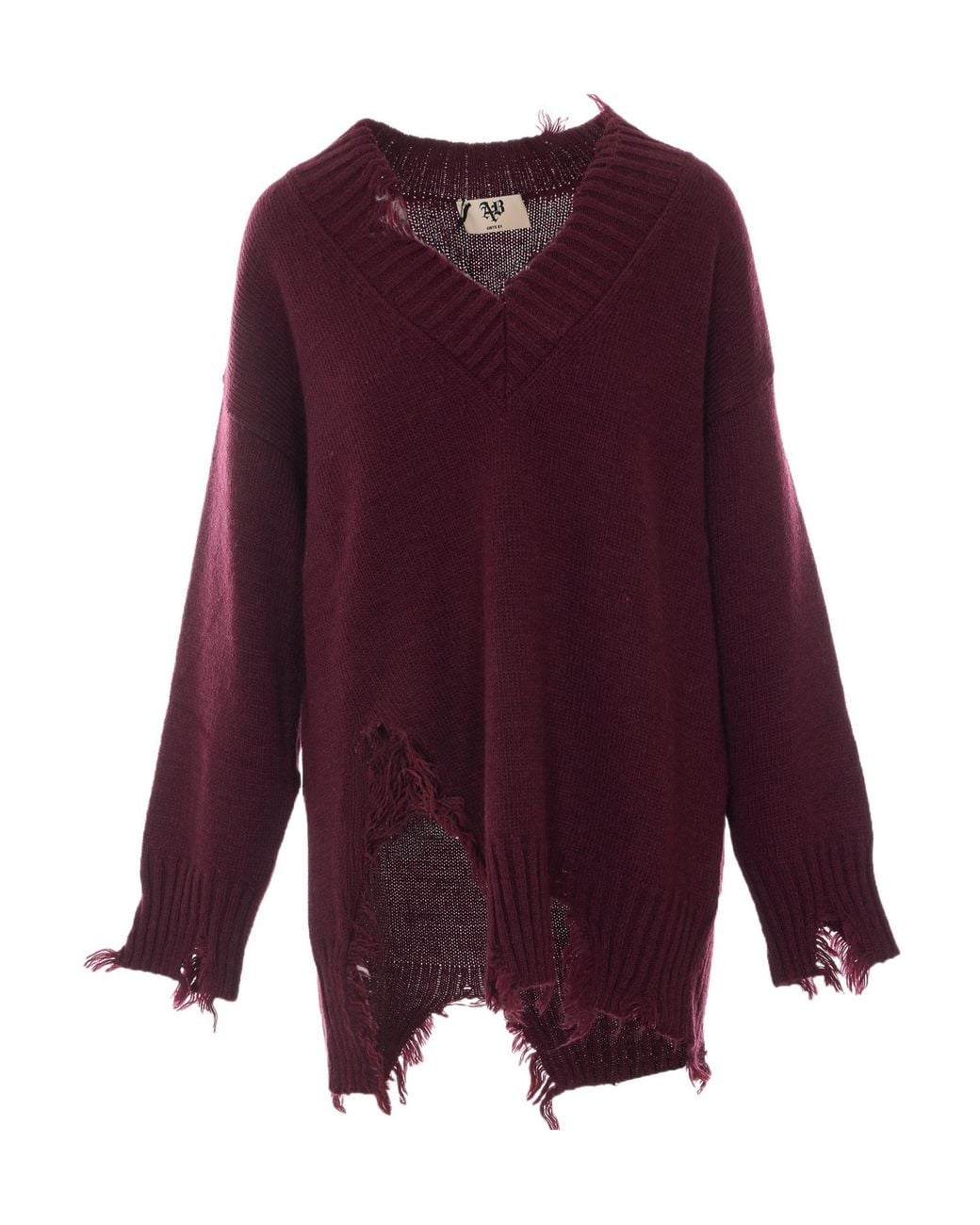 Aniye By Purple Tina Distressed V-Neck Knitted Sweater