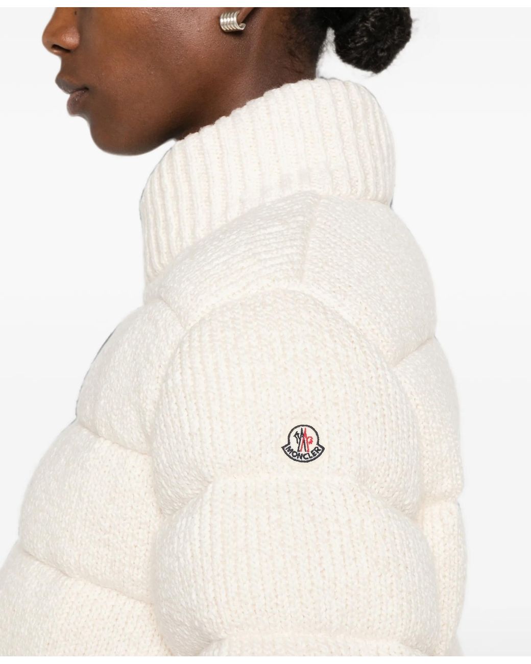Moncler Natural Quilted Knitted Jacket