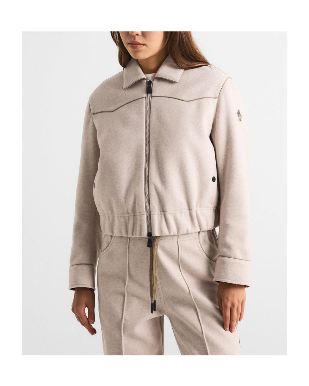 Moncler Natural Minimal Zip-Up Short Jacket