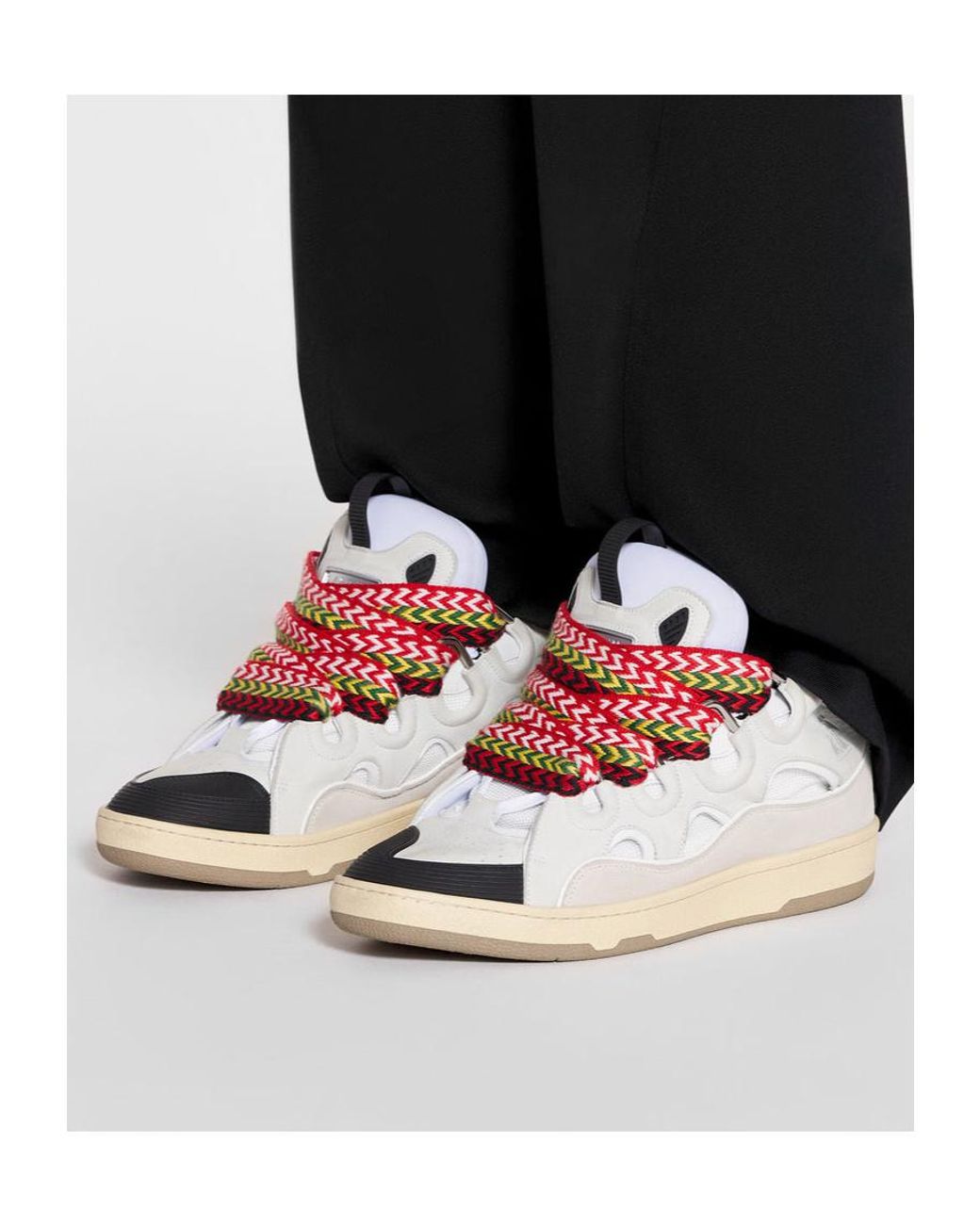 Lanvin Pink Curb Round Toe Lace-Up Sneakers